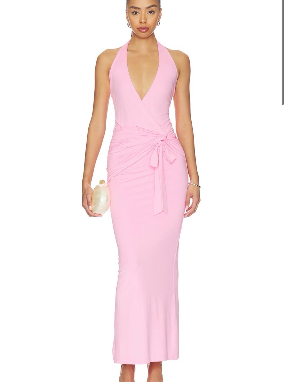 superdown Pink Halter Tie-Waist Maxi Dress